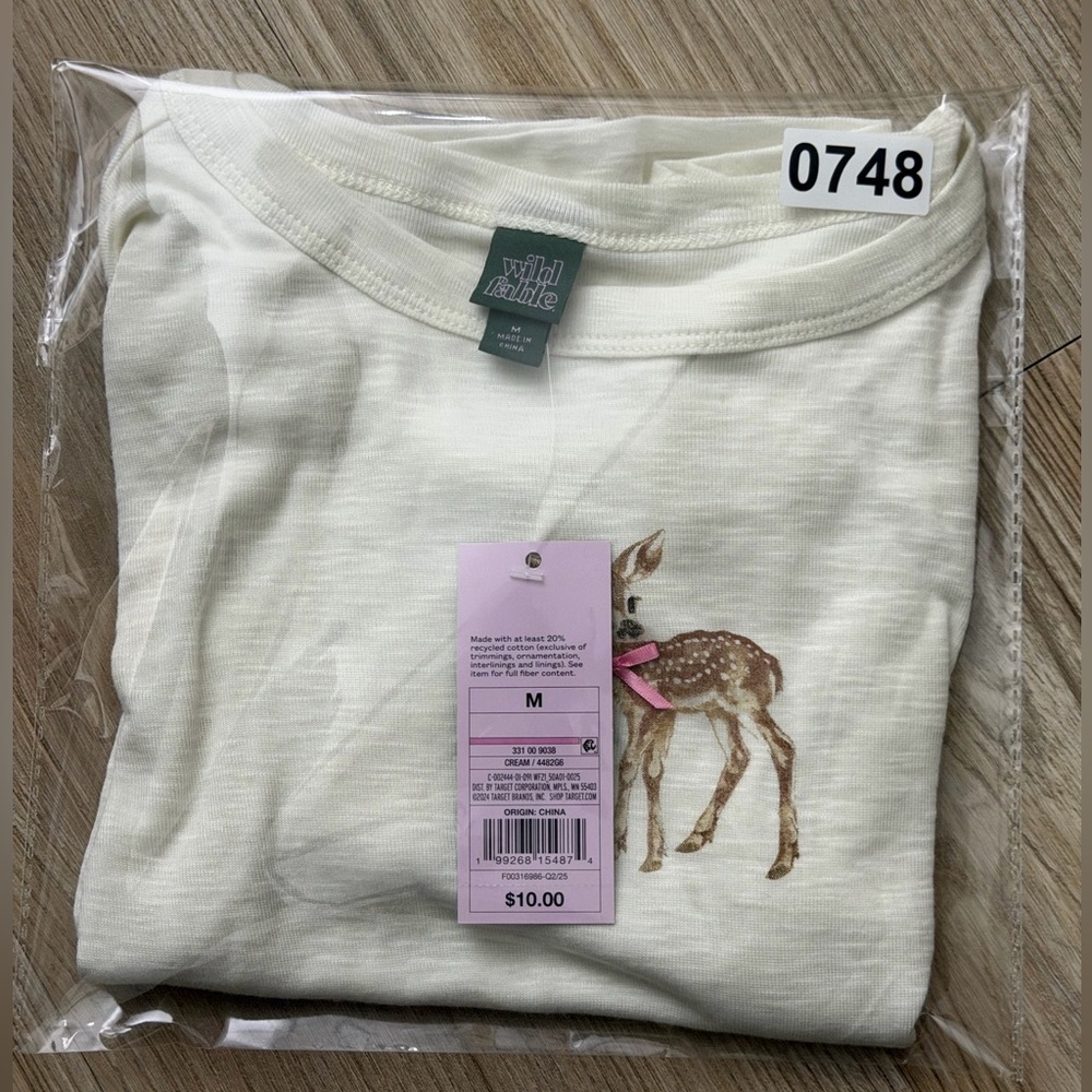 Wild Fable Big Girl Women’s Cream Short Sleeve T Shirt Crop Top Deer XS & M - Picture 10 of 10